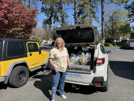 May Day baskets packed in a vehicle for delivery to Spokane senior communities